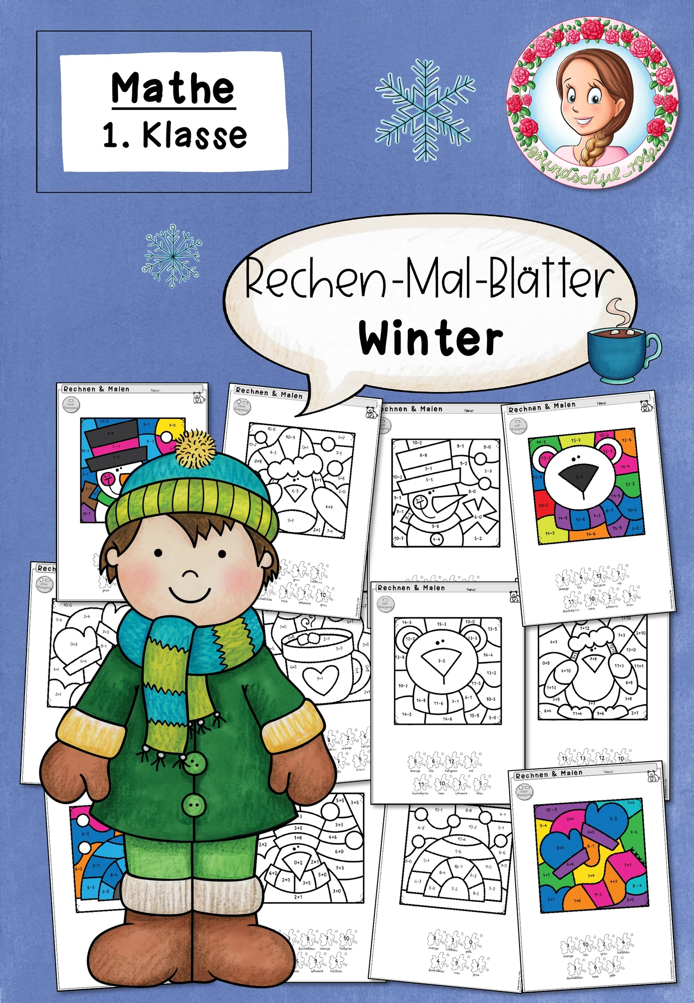 Rechenmalblätter Winter | ZR 10 | Klasse 1