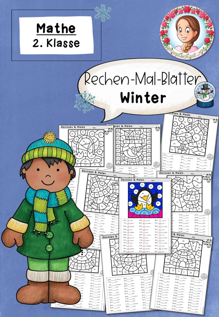Rechenmalblätter Winter Mathematik Klasse 2 - Cover für Klasse 2