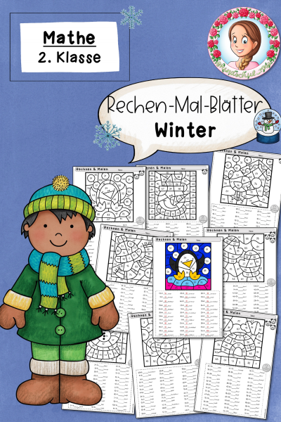 Rechenmalblätter Winter Klasse 2 ZR 100 Mathematik (500974)