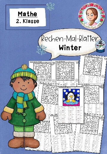 Cover: Rechenmalblätter Winter | ZR 100 | Klasse 2 – digitales Unterrichtsmaterial für die Grundschule