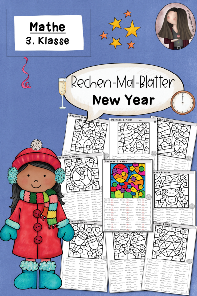 Rechenmalblätter Rechen und Malen zum Neujahr: (3. Klasse) (501593)
