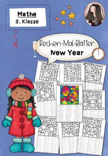 Cover: Rechenmalblätter Rechen und Malen zum Neujahr: (3. Klasse) – digitales Unterrichtsmaterial für die Grundschule