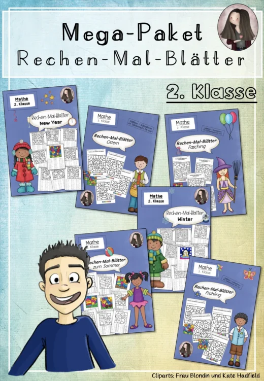 Mathematik: 📦 MEGA-Paket Rechnen und Malen – Rechenmalblätter für die 2. Klasse ZR 100 (Addition, Subtraktion, Multiplikation & Division)