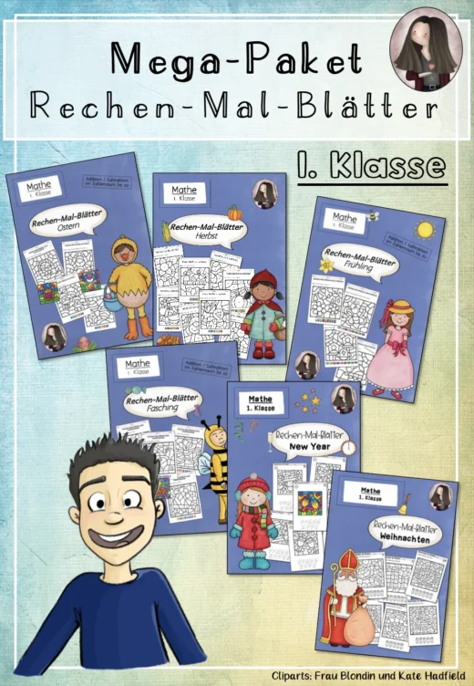 MEGA-Paket: Rechenmalblätter für die 1. Klasse