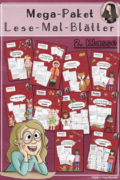 MEGA-Paket: Lese-Mal-Blätter für die 2. Klasse (504716)