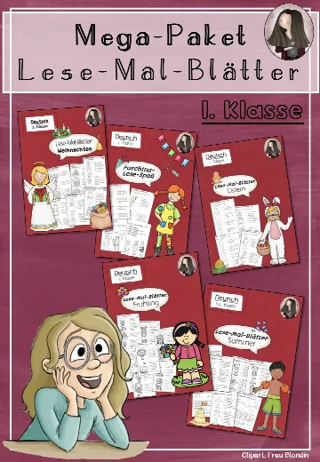 Cover: MEGA-Paket: Lese-Mal-Blätter für die 1. Klasse – digitales Unterrichtsmaterial für die Grundschule