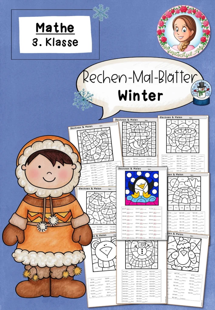Rechenmalblätter Winter Mathematik Klasse 3 - Cover für Klasse 3