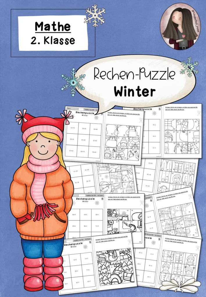 Rechenpuzzle Winter Mathematik Klasse 2 - Cover für Klasse 2