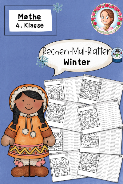 Rechenmalblätter Winter ZR 1000000 (Klasse 4) Mathematik (511945)