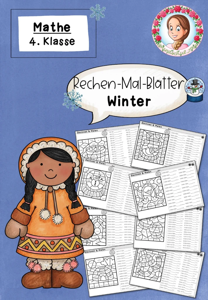 Rechenmalblätter Winter Mathematik Klasse 4 - Cover für Klasse 4