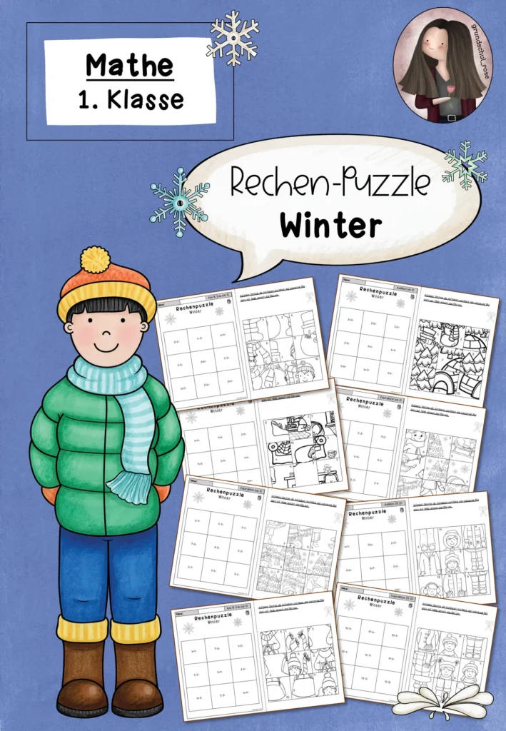 Rechenpuzzle Winter Mathematik Klasse 1 - Cover für Klasse 1