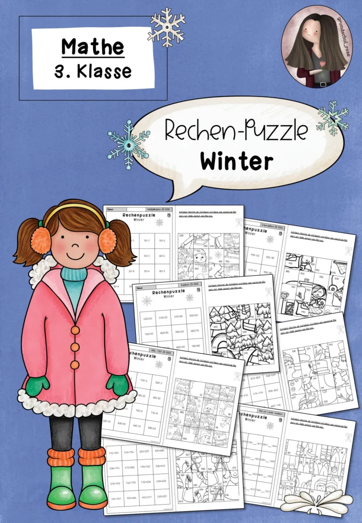 Rechenpuzzle Winter Mathematik Klasse 3 - Cover für Klasse 3
