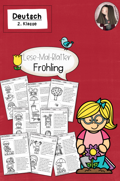 Lesemalblätter Frühling Klasse 2 Deutsch (518772)