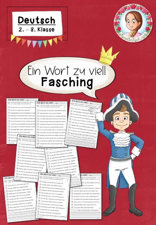 Leseübung / Ein Wort zu viel: Fasching / Karneval (2.-3. Klasse) Deutsch