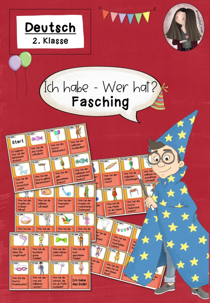 Lernspiel Fasching Deutsch Klasse 2 - Cover für Klasse 2