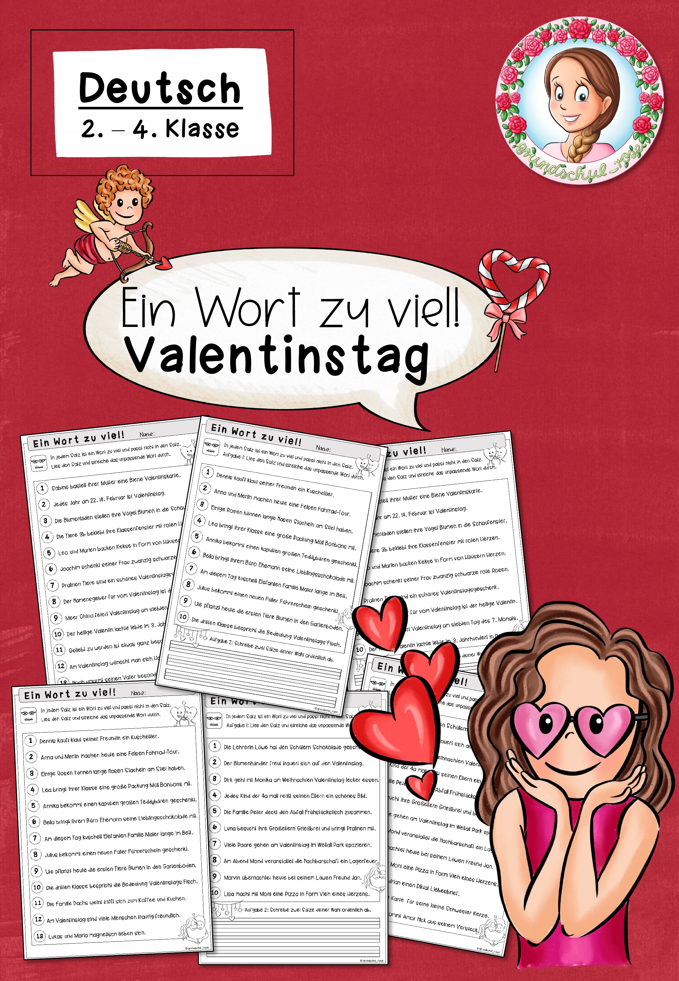 Ein Wort zu viel: Valentinstag (2.-3. Klasse) Deutsch
