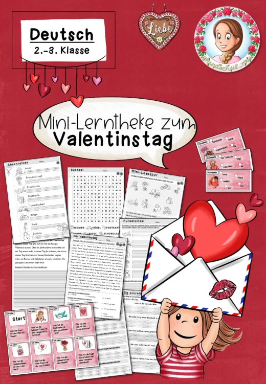 Mini-Lerntheke Valentinstag Freiarbeit (Klasse 2) Deutsch