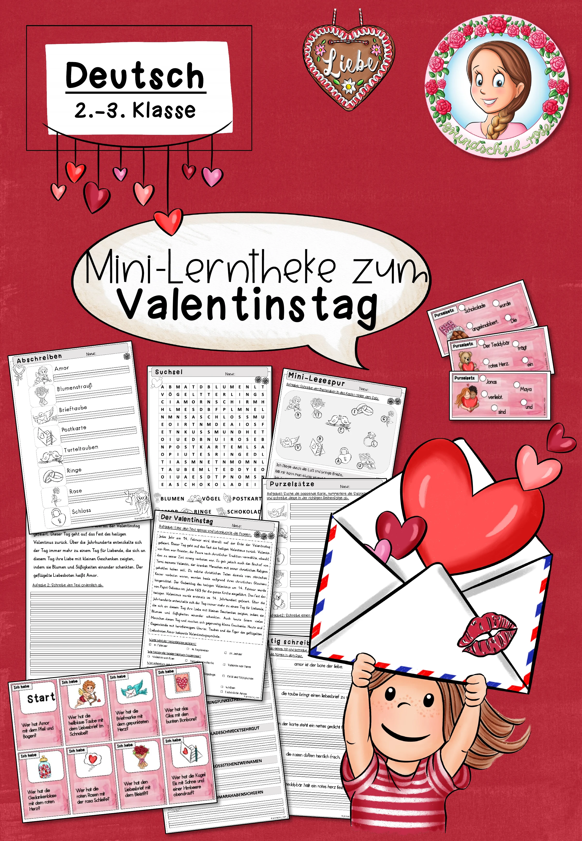 Mini-Lerntheke Valentinstag Freiarbeit (Klasse 2) Deutsch