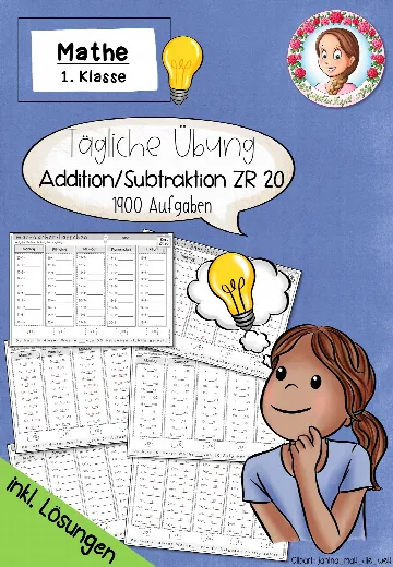 Cover: Tägliche Übung Mathe Klasse 1 | Kopfrechnen ZR 20 – digitales Unterrichtsmaterial für die Grundschule