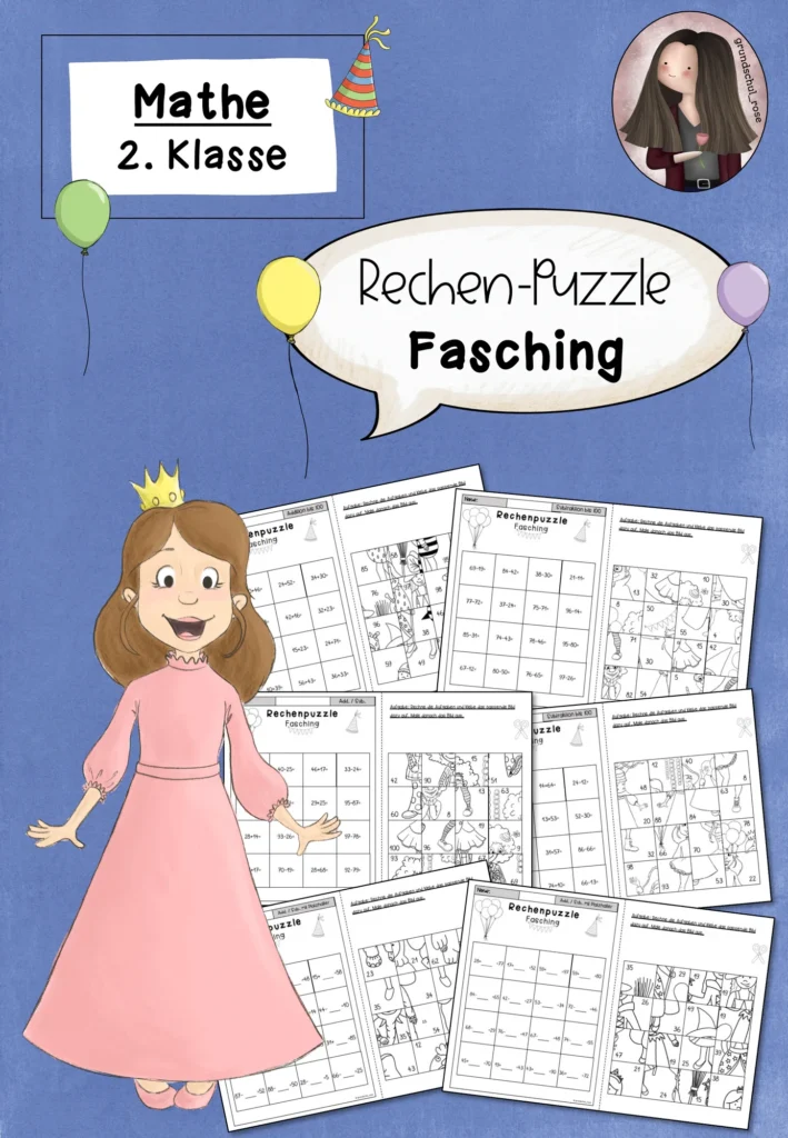 Rechenpuzzle Fasching Mathematik Klasse 2 - Cover für Klasse 2