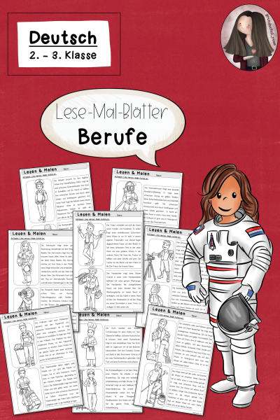 Lesemalblätter Berufen Klasse 2 bis 3 (537284)