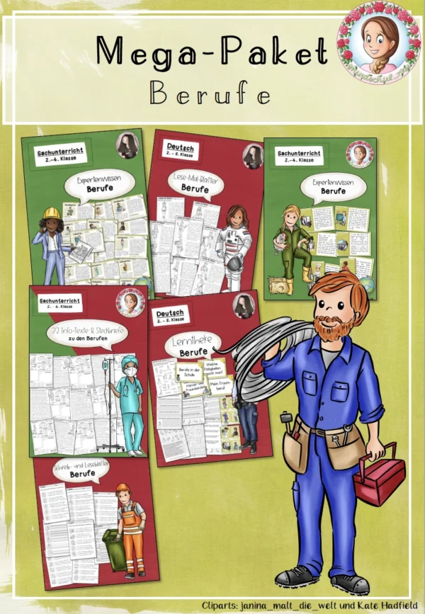 Mega-Paket zu den Berufen / Berufe (2.-4. Klasse) – Cover für Sachunterricht, 2. Klasse, 3. Klasse, 4. Klasse