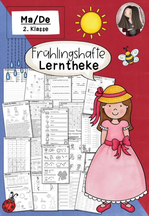Lerntheke Frühling Klasse 2 für Deutsch und Mathe