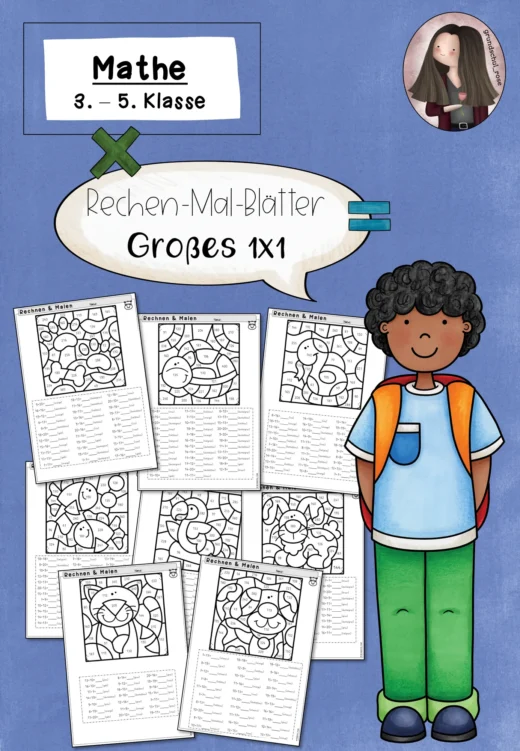 Großes Einmaleins 1x1 Rechenmalblätter - Rechen und Malen - - ZR1000 (Klasse 3 bis 5)