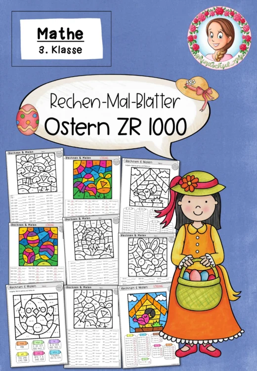 Rechenmalblätter Ostern Klasse 3 ZR 1000 Rechenmalblatt