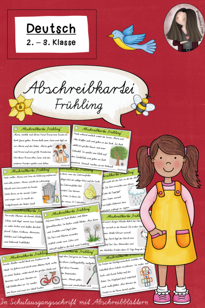 Abschreibkartei Frühling in Schulausgangsschrift (SAS) (Klasse 2 bis 3) Deutsch (561401)