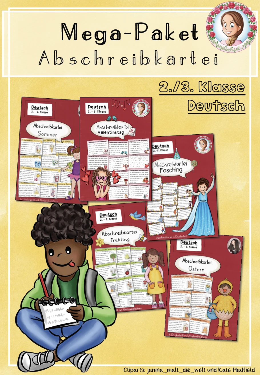 Cover: Abschreibkarteien Paket Klasse 2-3 | Druckschrift Schreibschrift – digitales Unterrichtsmaterial für die Grundschule