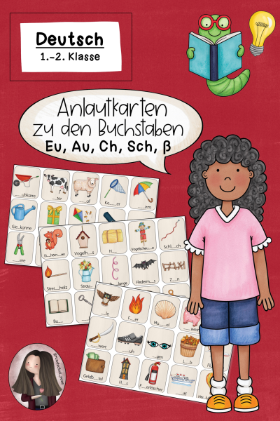 Anlautkarten zu den Buchstaben Eu, Au, Ch, Sch, ß (Klasse 1 bis 2) (581358)