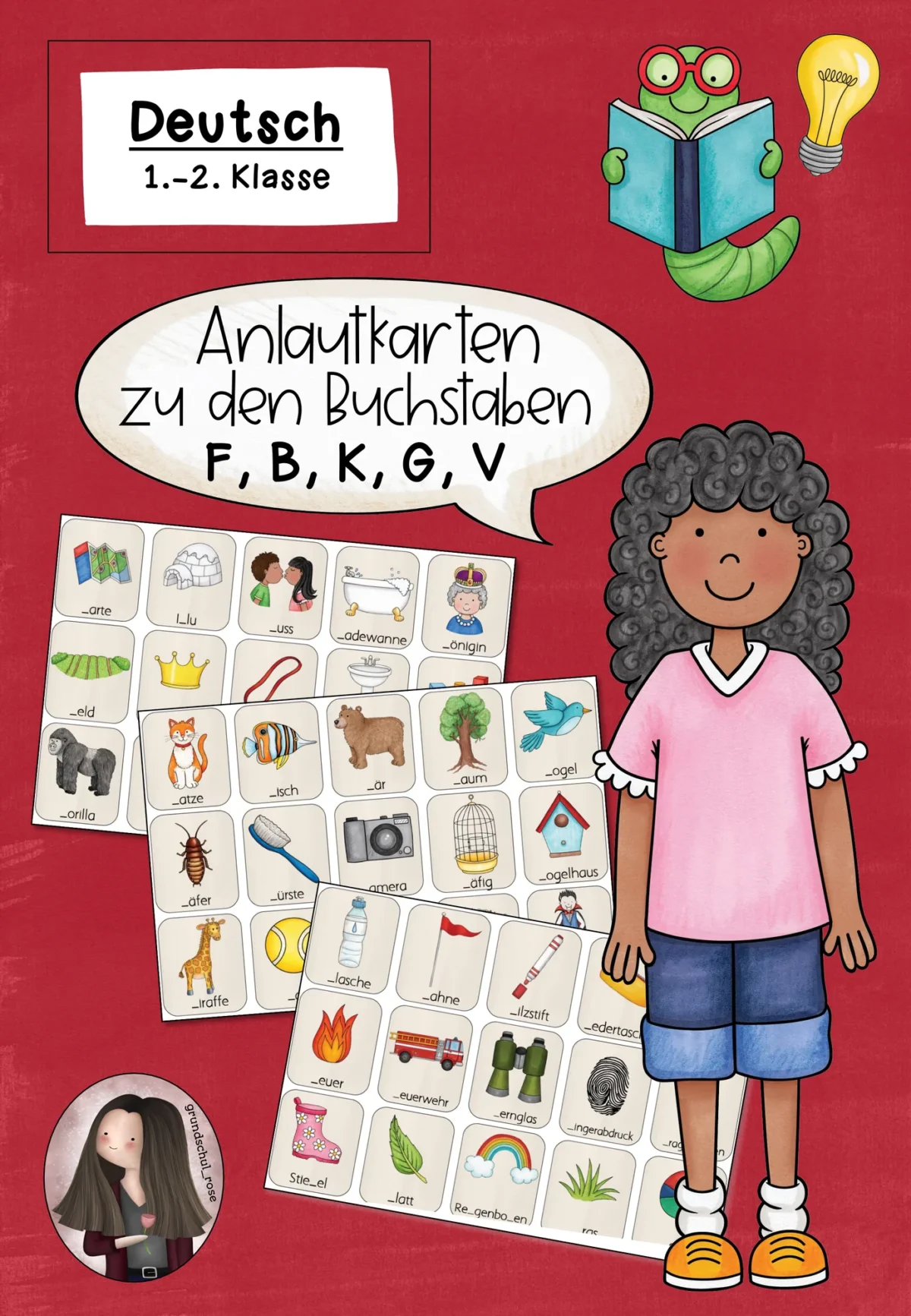 Anlautbilder zu den Buchstaben F, B, K, G, V (Klasse 1 bis 2) Deutsch