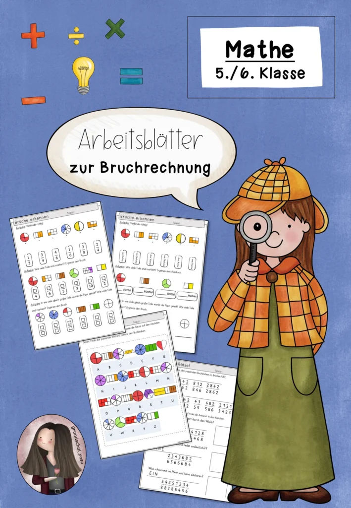 Arbeitsblätter Brüche Mathematik Klasse 5-6 - Cover für Klasse 5-6