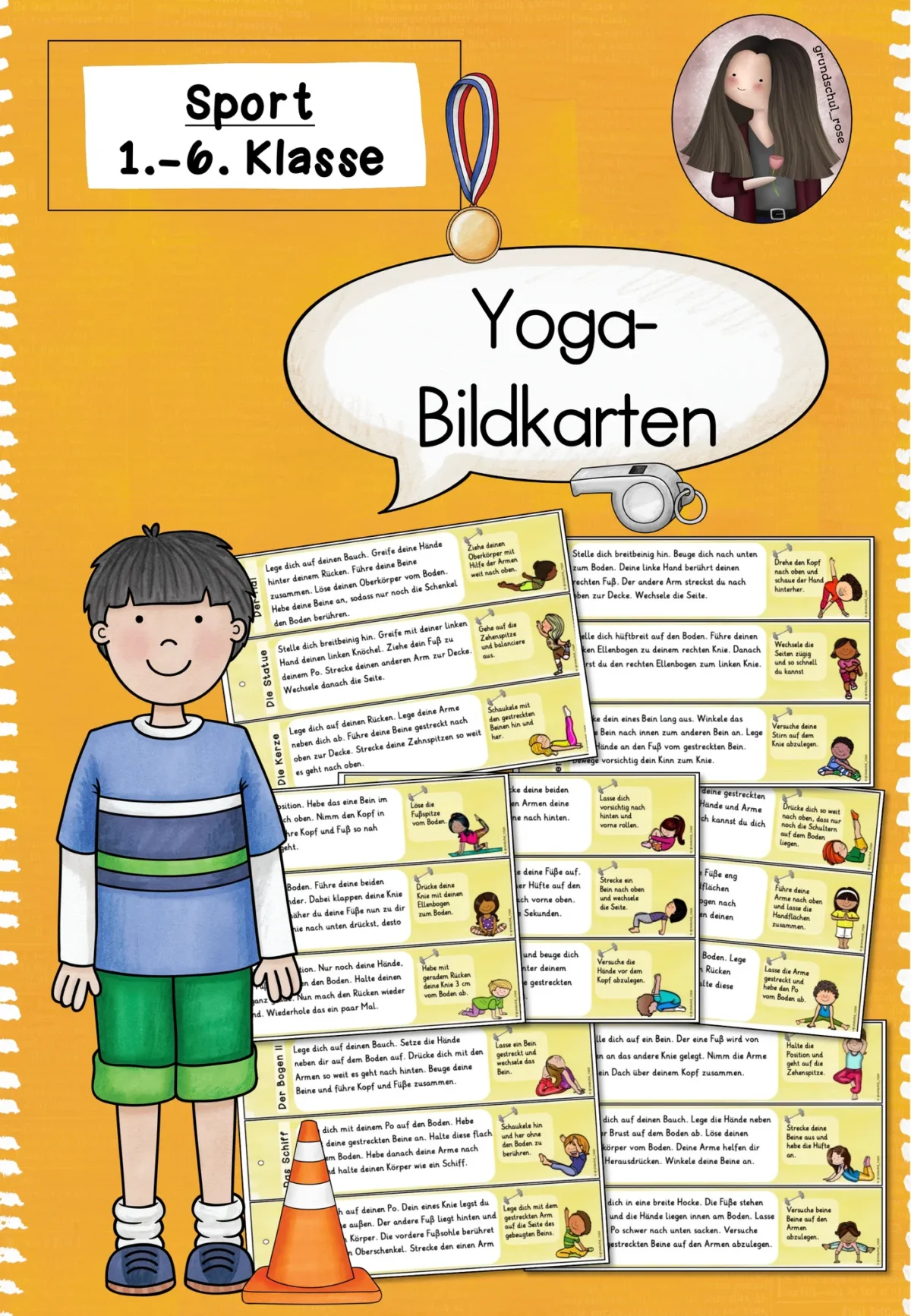 52 Yoga-Bildkarten für den Sportunterricht (Klasse 1 bis 6) Sport