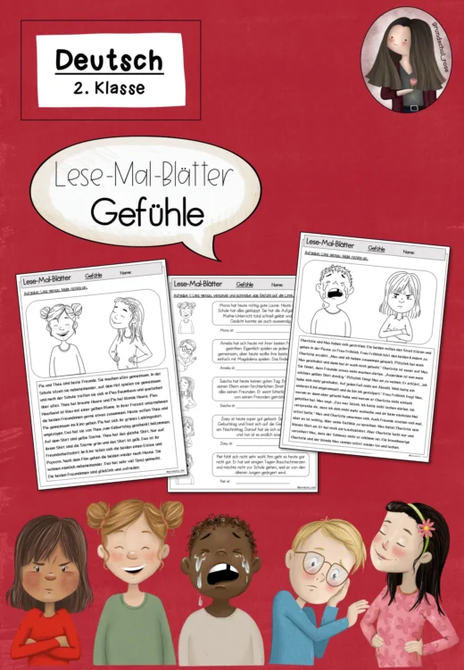 FREEBIE: Lese-Mal-Blätter zu den Gefühlen (2. Klasse)