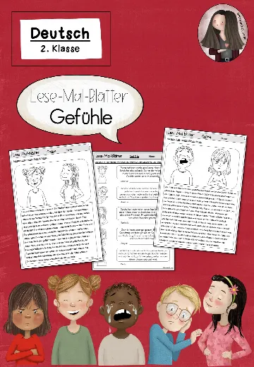 Cover: FREEBIE: Lese-Mal-Blätter zu den Gefühlen (2. Klasse) – digitales Unterrichtsmaterial für die Grundschule