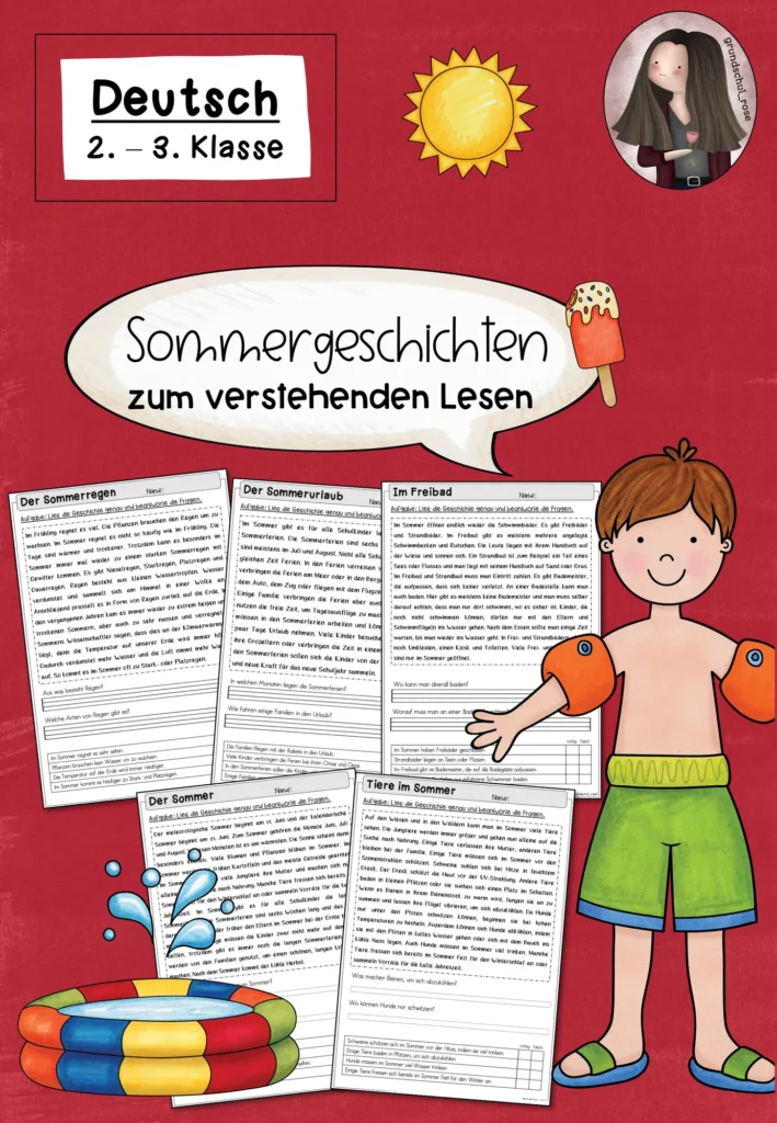 Arbeitsblätter Sommer Deutsch Klasse 2-3 - Cover für Klasse 2-3