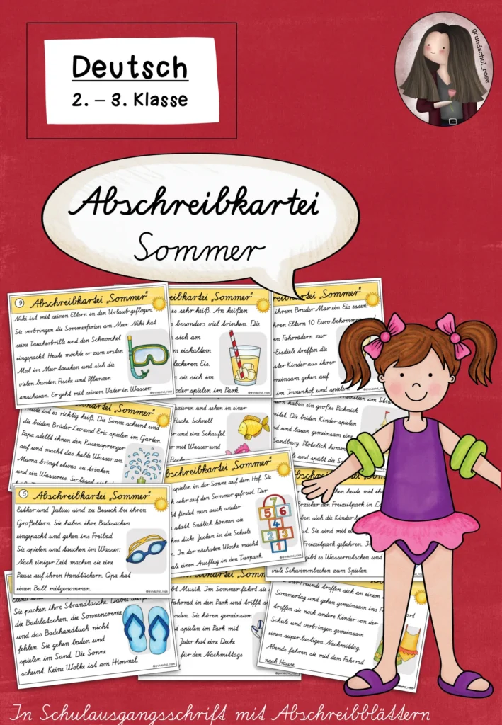 Abschreibkartei Sommer Schulausgangsschrift SAS Deutsch Klasse 2-3 Cover