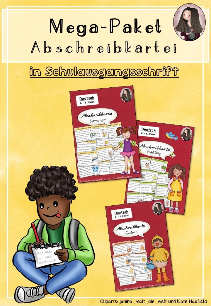 Cover: Mega-Paket: Alle Abschreibkarteien in Schulausgangsschrift (2.-3. Klasse) – digitales Unterrichtsmaterial für die Grundschule