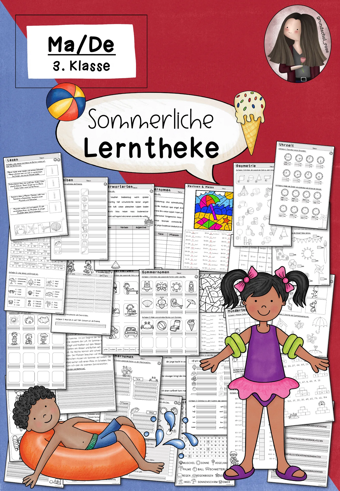 Lerntheke Sommer – Abwechslungsreiche Übungen Deutsch & Mathe (Klasse 3)