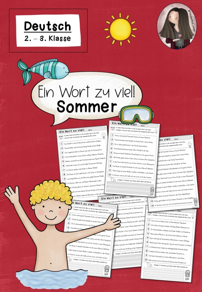 Ein Wort zu viel Sommer - Deutschübung Klasse 2-3