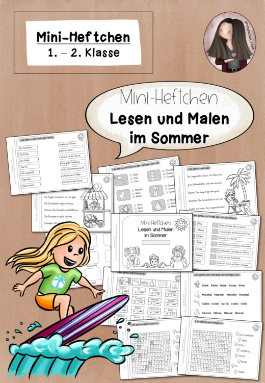 Mini-Heftchen: Lesen und Malen im Sommer (1.-2. Klasse)