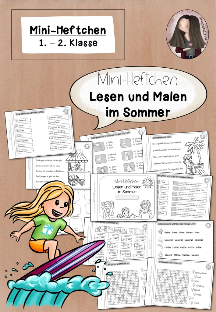 Lesemalblätter Sommer Deutsch Klasse 1-2 - Cover für Klasse 1-2