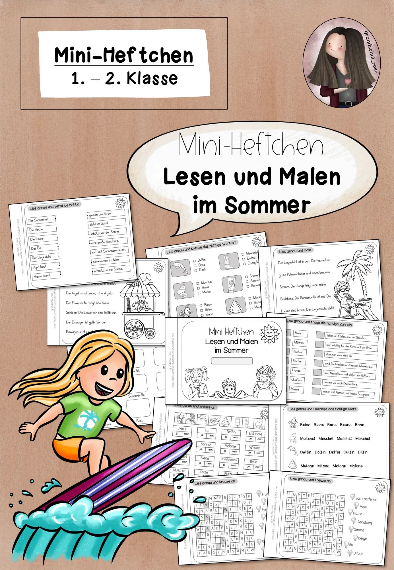 Mini-Heftchen: Lesen und Malen im Sommer (1.-2. Klasse)