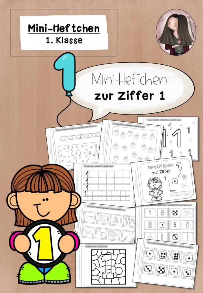 Cover Mini-Heft Zahl 1 Klasse 1 - Ziffer schreiben und Mengen erfassen