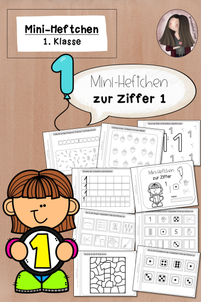Mini-Heftchen zur Ziffer/Zahl 1 (1. Klasse) (668270)