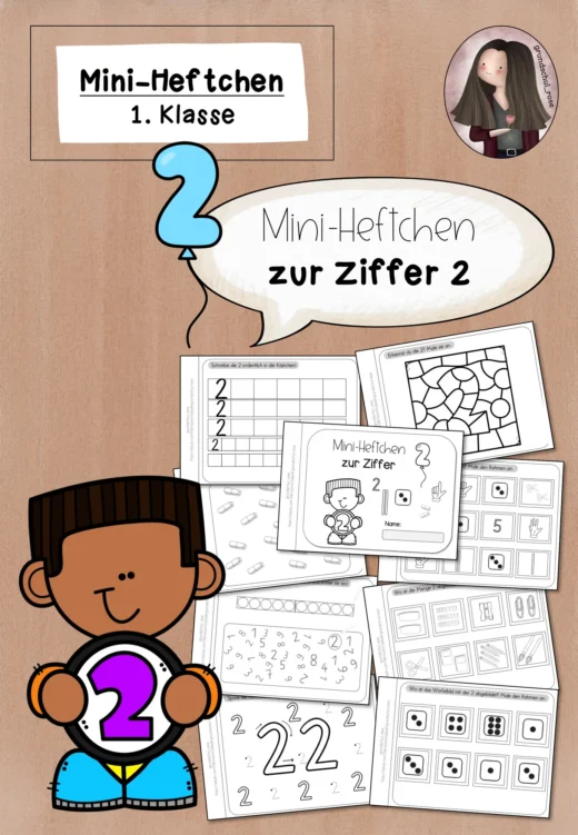 Mini-Heftchen zur Ziffer/Zahl 2 (1. Klasse)