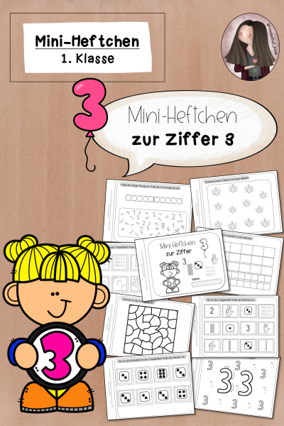 Mini-Heftchen zur Ziffer/Zahl 3 (1. Klasse) (668276)