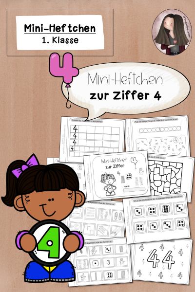 Mini-Heftchen zur Ziffer/Zahl 4 (1. Klasse) (668277)